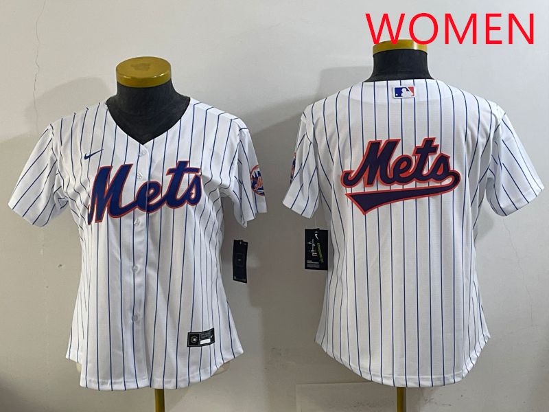 Women New York Mets Blank White Stripe Game 2025 Nike MLB Jersey style 15
